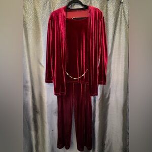 Impressions Deep Red Velvet Pantsuit